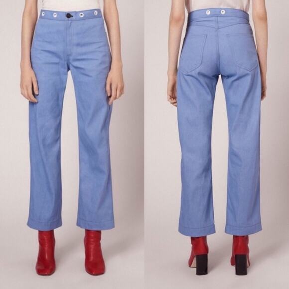 Rag & Bone High Rise Cropped Wide Leg Jeans With Grommet Detail - Picture 1 of 6